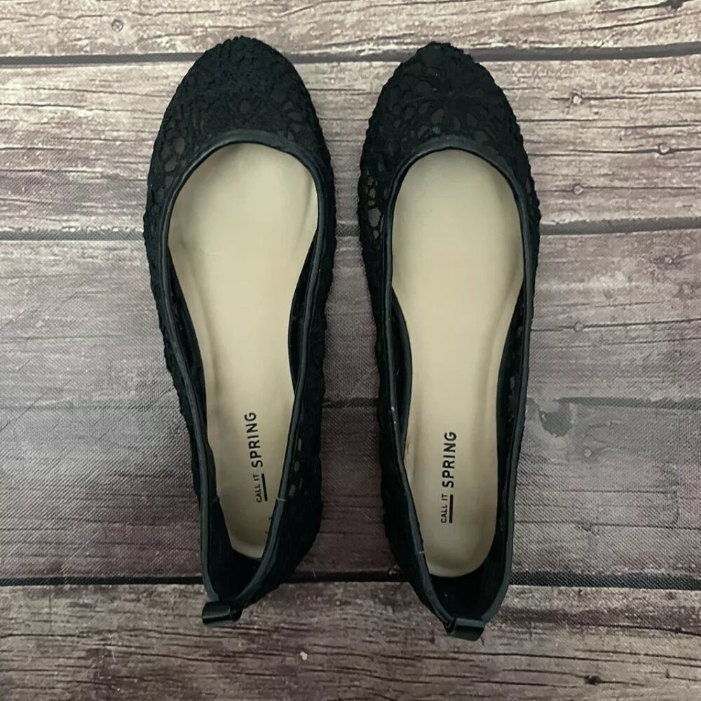 Call It Spring Women’s Black Lace Ballet Flats 7.5 Shoes
